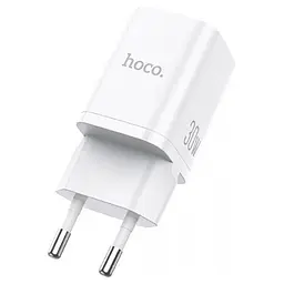 Мережевий зарядний пристрій 1USB + Type-C Hoco N13 Bright PD30W+QC3.0 2A White - мініатюра 2