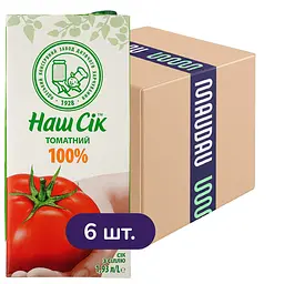 Упаковка сока Наш сік Томатный 100% с солью 11.58 л (1.93 л х 6 шт.)
