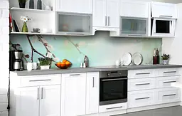 Кухонний фартух Весняні котики вінілова для кухні 65х250 см Рослини Блакитний Happy Pocket Z184624