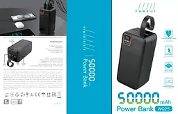 Акумулятор зовнішній Profit wq25 50000mAh 22.5W + PD 20W LED портативна батарея - мініатюра 2