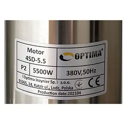 Насос свердловинний з підв, стійк, до піску Optima 4SD16/22 5,5 кВт 120м 3-фазний 000020908 - мініатюра 5