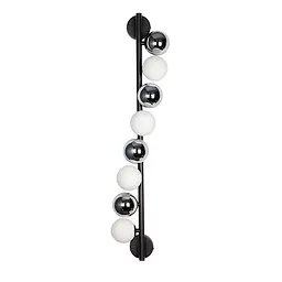 Сучасне настінне бра кульки в спальню Levistella 788W39272-8(4) BK+CH+WH чорне хром біле на 4 лампи G9 800х200 мм