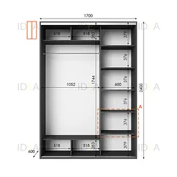 Шафа-купе Idea серія 1 170 x 60 x 240 см Антрацит Дзеркало - мініатюра 2