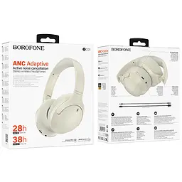 Бездротові накладні навушники BOROFONE BO31 Prestige active noise Reduction BT headphones білий - мініатюра 2