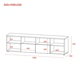 Комод Doros Рон 4 Графіт 2 фасади 2 шухляди 180х38х50 (44900234) - мініатюра 16