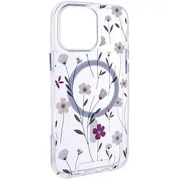 TPU+PC чохол Clear Garden with MagSafe для Apple iPhone 16e / 17e (6.1) Cherry Petal