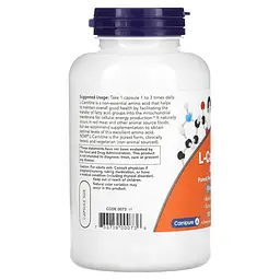 Жироспалювач NOW L-Carnitine 500 mg, 180 вегакапсул - мініатюра 3