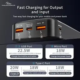 Універсальна зарядна батарея Konfulon Joko J12 Power Bank 20000Mah 22,5W (Чорний) - мініатюра 3