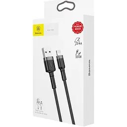 Кабель Baseus Cafule Cable USB to Lightning 2A 0.5m CALKLF-AG1 Black-Grey - мініатюра 3