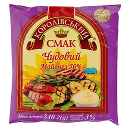 Майонез Королівський смак Чудовий 50%, 340 г (872075)