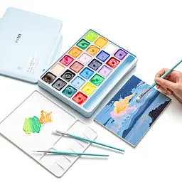 Набір пензлів HIMI 3 шт. круглий, плоский, овальний, Blue Edition (6974712453734) - мініатюра 4