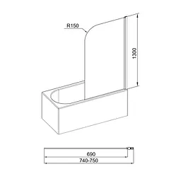 Шторка для ванни Qtap Standard CRM407513APR Pear, Права, матовий, хром - мініатюра 8
