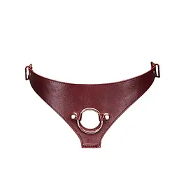 Шкіряні трусики для страпона Liebe Seele Wine Red Strap on Harness, універсальний розмір - мініатюра 2