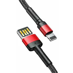 Дата кабель Baseus Cafule USB to Lightning Special Edition 2.4A (1m) (CALKLF-G) Чорний/Червоний - мініатюра 3