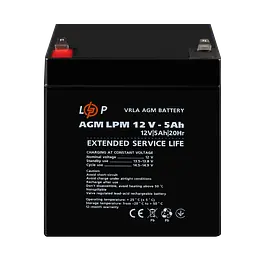 Акумулятор AGM LPM 12V - 5 Ah - мініатюра 2