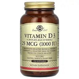 Вітамін Д3 (Холекальциферол) Vitamin D3 25 мкг (1000 МО) - 250 софтгель
