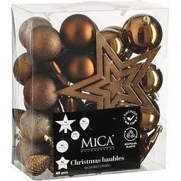 Комплект ялинкових прикрас Mica Decorations пластикові 6-8 см шоколад 40 шт. (1182013)