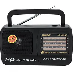 Радіоприймач KIPO KB-409AC чорний, з FM, Aux, живлення від мережі та батарейок