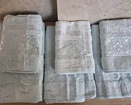 Набір бамбукових турецьких махрових рушників Cestepe 50х90 3 штуки + 70х140 3 штуки Bamboo Royal Light Blue - мініатюра 4