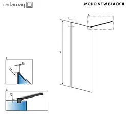 Душова перегородка Radaway Modo New Black II 75 см профіль чорний 389075-54-01 - мініатюра 3