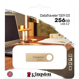 USB флеш накопичувач Kingston 256GB DataTraveler SE9 G3 Gold USB 3.2 (DTSE9G3/256GB) - мініатюра 6