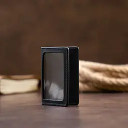 Візитниця з обкладинкою для ID-паспорта з натуральної шкіри Grande Pelle 11290 чорна - мініатюра 8