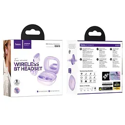 Навушники бездротові Hoco EQ13 Fun true wireless BT5.3/7hours фіолетові - мініатюра 4