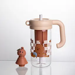 Скляна пляшка для води Capybara із ситечком 750 мл, шоколадна Yiwu HP-GM-22 - мініатюра 5