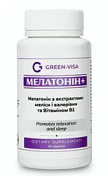 Мелатонін+ 60 капсул безсоння та зниження якості та тривалості сну Грін-Віза