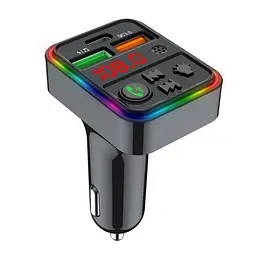 FM модулятор HAVIT FM821BT USB-A+USB-C PD25W RGB Black HAVIT (29210-000)