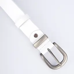 Ремінь жіночий шкіряний HC-3092 silver (130 см) білий зі сріблястою пряжкою - мініатюра 3