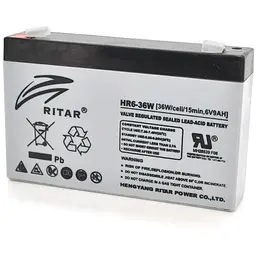 Акумуляторна батарея AGM RITAR HR6-36W, Gray Case, 6V 9.0Ah ( 151 х 34 х 94 (100 ) 1.35kg Q10