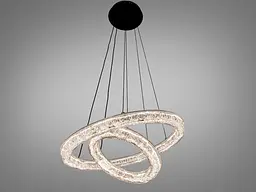 Сучасна підвісна LED люстра Diasha 1712/500+300ABK для спальні та вітальні, чорна, 2 кільця, 54 W, освітлення 10-16 м2