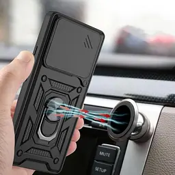 Чохол Primo Shockproof для Xiaomi Redmi Note 14 4G - протиударний, з підставкою і шторкою камери - Black - мініатюра 7
