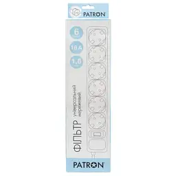 Мережевий фільтр живлення Patron 1.8 m3*1.5mm2 (SP-1662) 6 розеток BLACK (EXT-PN-SP-1662) - мініатюра 2