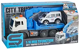 Іграшка CARS S Евакуатор з краном та поліцейською машиною 1:16 (CJ-2180222) (7259644) - мініатюра 2