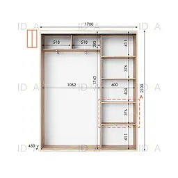 Шафа-купе Idea серія 5 170 x 45 x 210 см Дуб сонома - мініатюра 2