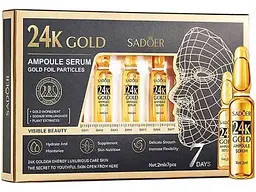 Ампули для обличчя SADOER Сироватка з гіалуронкою 24-k Gold (2 мл) 7шт