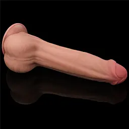 Фалоімітатор LoveToy Sliding-Skin Dual Layer Dong 29 см тілесний - мініатюра 3