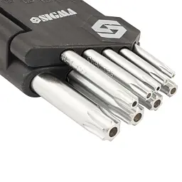 Ключ Sigma набір TORX 9шт T10-T50 CrV, короткі з отвором (4022211) - мініатюра 6