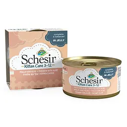 Вологий корм для кошенят Schesir Kitten Chicken with Aloe Шезір курка з алое в желе натуральні консерви банка 85 г (750347)