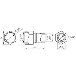 Муфта із внутрішньою різьбою прес APE AP 102 3/4″х20 000001716 - мініатюра 3