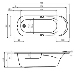 Ванна акрилова Rho Future 170x75 BC2800500000000 Білий - мініатюра 2