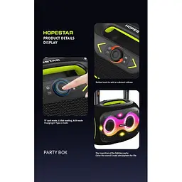 Бездротова Bluetooth колонка HOPESTAR PARTYBOX, 120 ВТ із двома мікрофонами - мініатюра 5