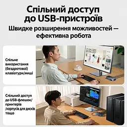 HDMI KVM-перемикач UGREEN AK500 2 ПК і 2 монітори 4K 60 Гц 2K 144 Гц 1080p 240 Гц по 2 HDMI-входи на ПК і 2 HDMI-виходи для периферії 3 USB-A та USB-C USB 3.0 5 Гбіт/с живлення DC 12 В (85719) - мініатюра 8
