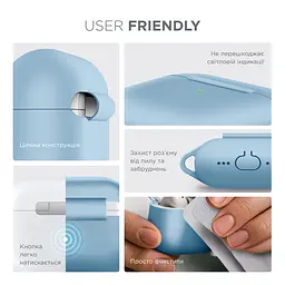 Силіконовий чохол для навушників Apple AirPods 4, Hang Case, блакитний, ультратонкий захисний кейс товщиною 2 мм, захист від подряпин, пилу та ударів, компактний, з карабіном для кріплення, ArmorStandart (ARM81283) - мініатюра 5