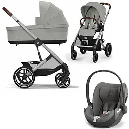 Коляска Cybex Balios 3 в 1 Stone Grey автокрісло Cloud T i-Size Mirage Grey + адаптори