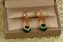 Сережки Xuping Jewelry Адажио із зеленим 3,4 см золотисті - мініатюра 2