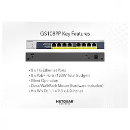 Комутатор некерований Netgear GS108PP (GS108PP-100EUS) - мініатюра 7