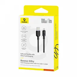 Кабель Baseus Silky Series Fast Charging Cable USB to Type-C 100W 1m Black - мініатюра 2